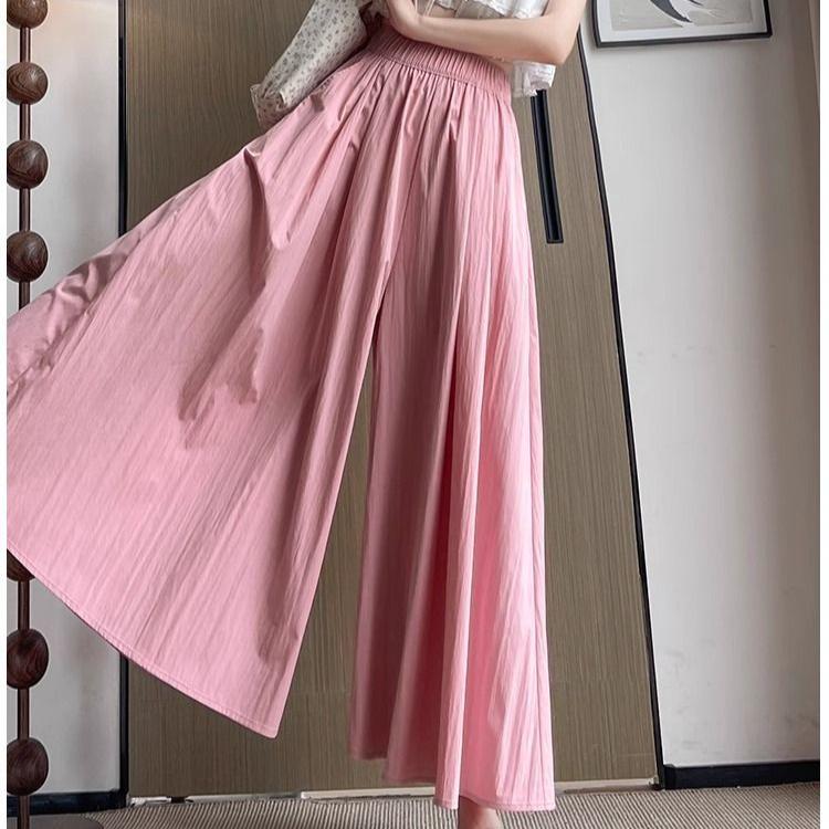 Pantaloni de vară cu talie înaltă și picior larg, largi, fluizi, casual, ușori, subțiri