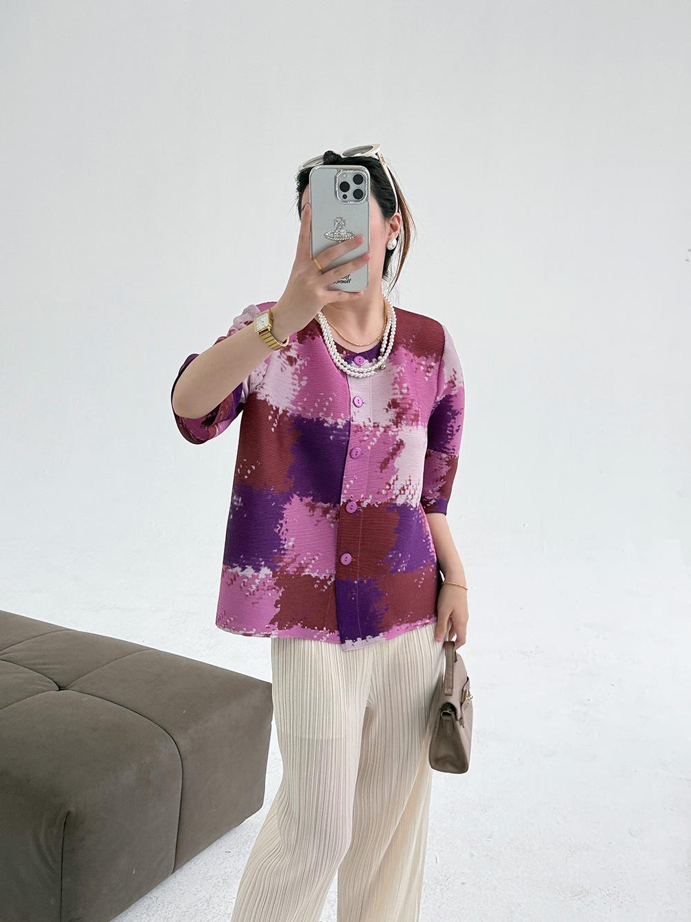 

Кардиган в клетку Весна/Лето 2025: Круглый вырез, Топ с оборками, Стройнящий свободный крой, Универсальная верхняя одежда, омолаживающая. One Size розы красного