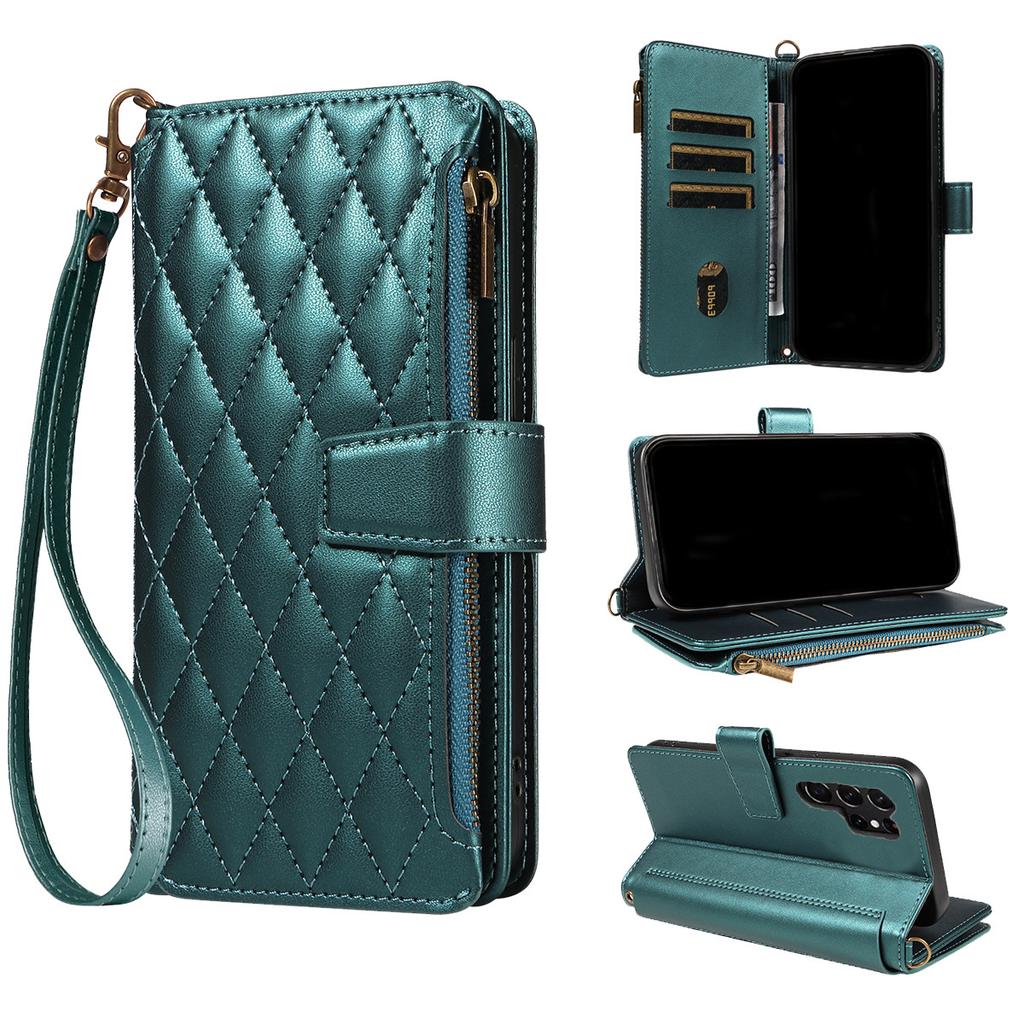 Suitable for Samsung S25 ULTRA Mobile Phone Case S24FE Zipper Card S10 E Mobile Phone Case with Lanyard