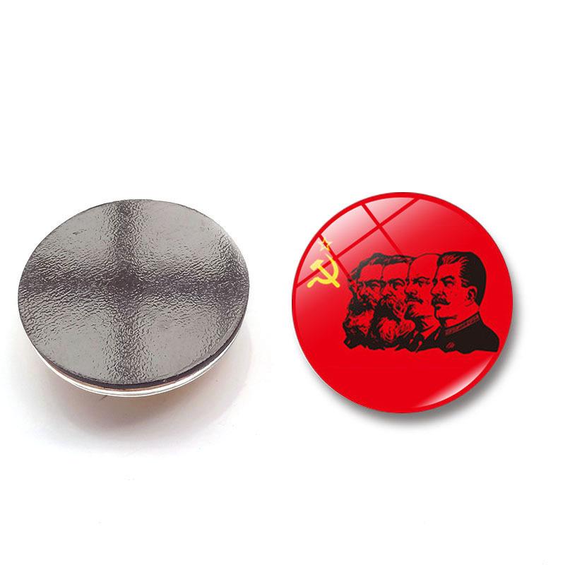Cccp Soviet Army Red Star Brooches Pin Glass Cabochon Art Round Badges Logo Collarpins Jewelry For Friends Gift