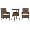 VidaXL Ensemble à manger de jardin et coussins 3pcs marron rotin verre, ensemble de salle à manger d'extérieur, meuble de 3278619