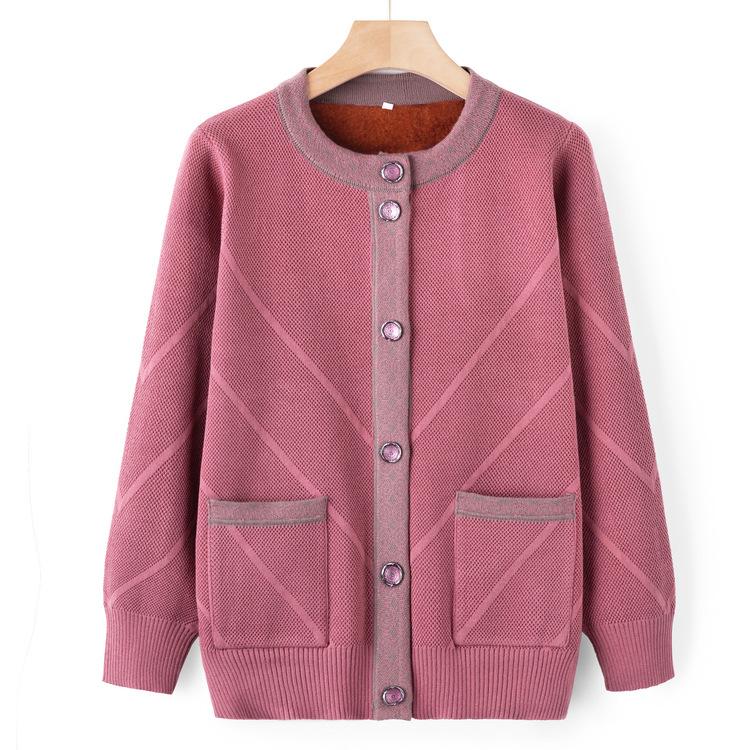 Spring and Autumn Sweater Jacket In The Elderly Knitted Autumn Mother Cardigan Top