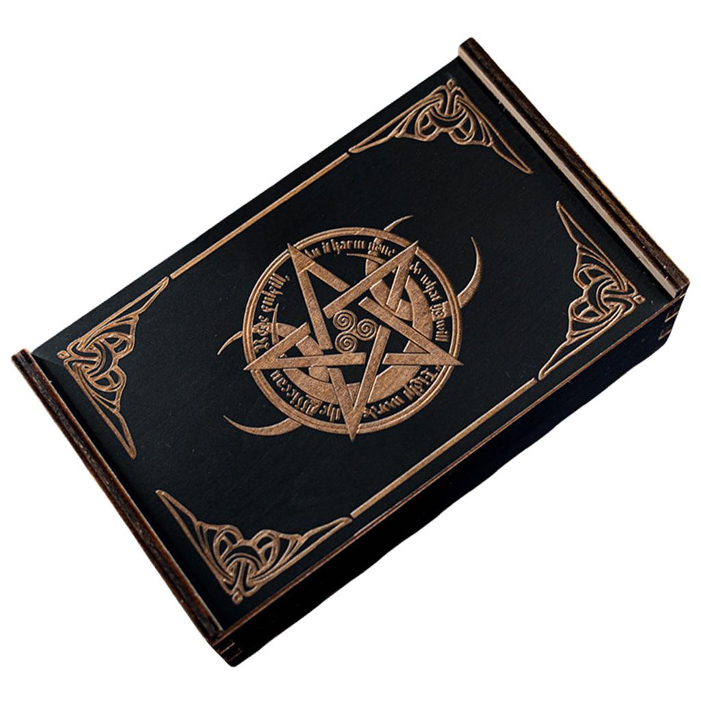 Pudełko na karty tarota Push Pull Astrology Trinkets Box Drewniane etui do przechowywania kart tarota do dekoracji wróżki