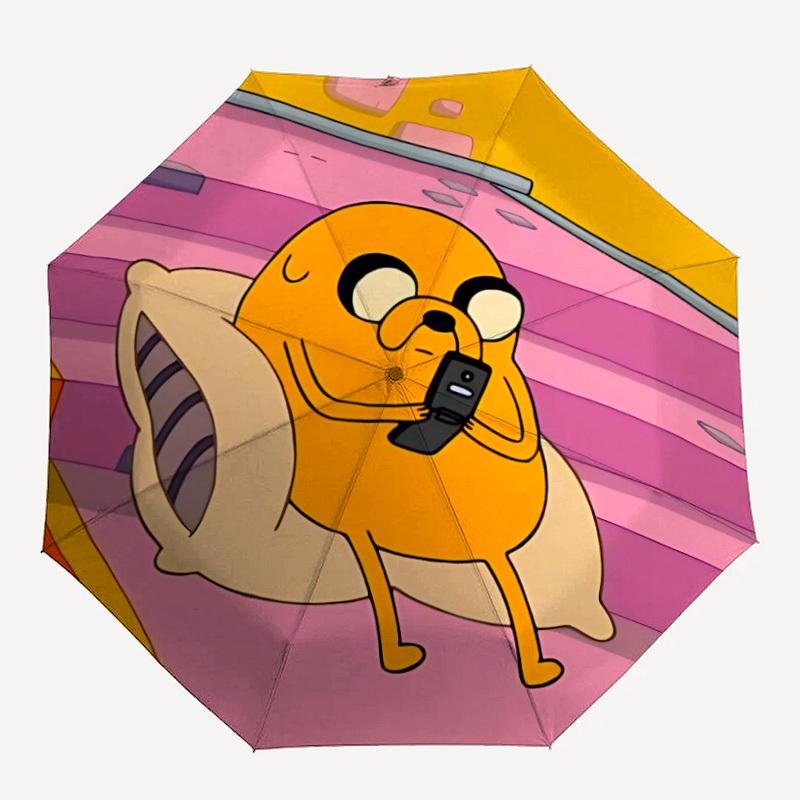 

1pc Adventure Time, Jake Automatic Umbrella 8 Rib Portable Folding Black Iron Frame for Outdoor, Beach, Travel, Beach Umbrella 166