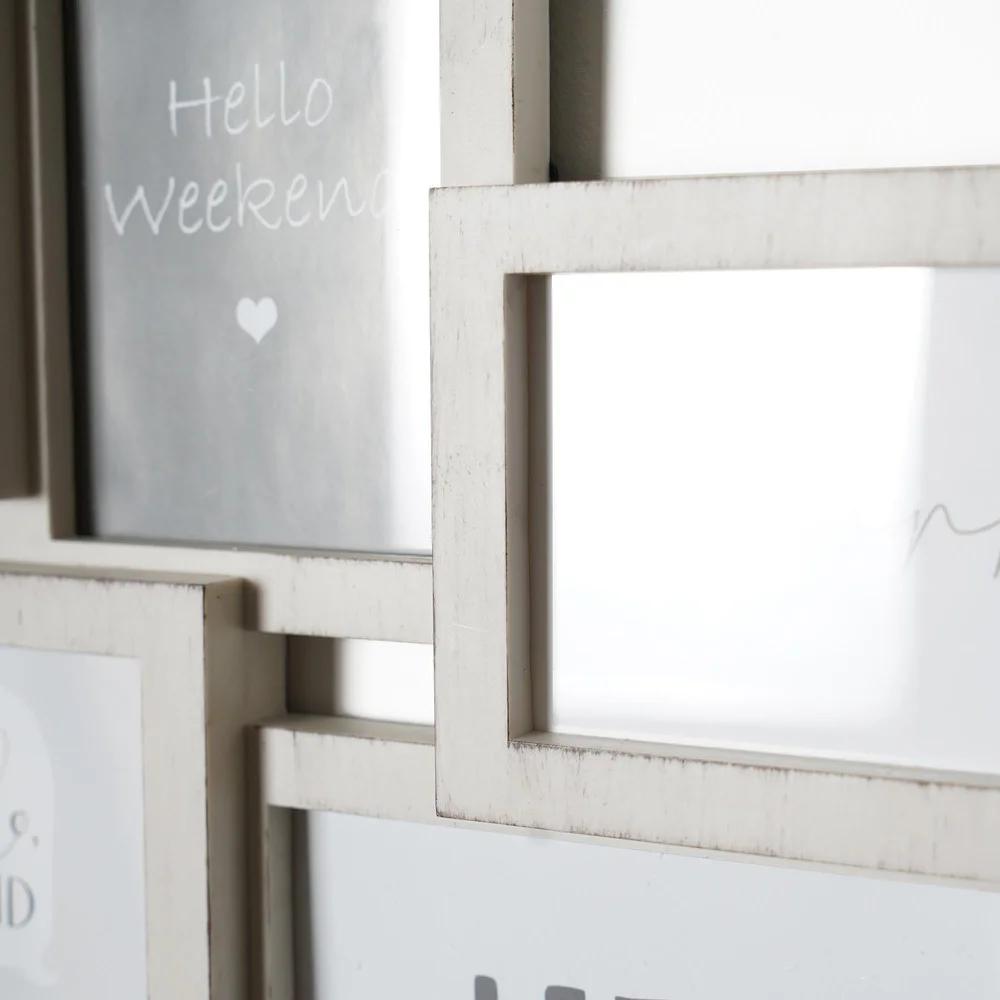 Abgenutzter Weißer Fotorahmen Collage Rustikales Zuhause Dekoration Familien Erinnerungen Hält 6 Fotos 12,5x18 Zoll