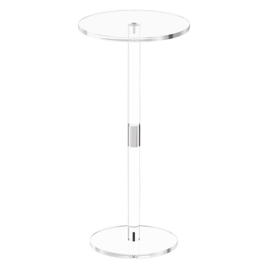 Acrylic Drink Table, Clear End Table Round Top with Solid Post, Modern Acrylic Cake Table Stand, Transparent Side Desk for Coffee, Drink, Food, Snack,