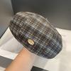 Plaid Painter's Hat Women's Autumn and Winter Retro Face showing Small Octagonal Hat Autumn and Winter Warm and Fashionable Beret Hat