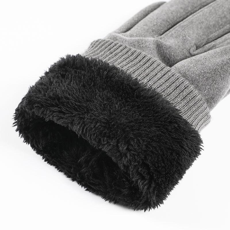 Winter Keep Warm Touch Screen Plus Velvet Inside Suede Mens Gloves Fashion Simple Cold Protection Thicken Man Outdoor Gloves