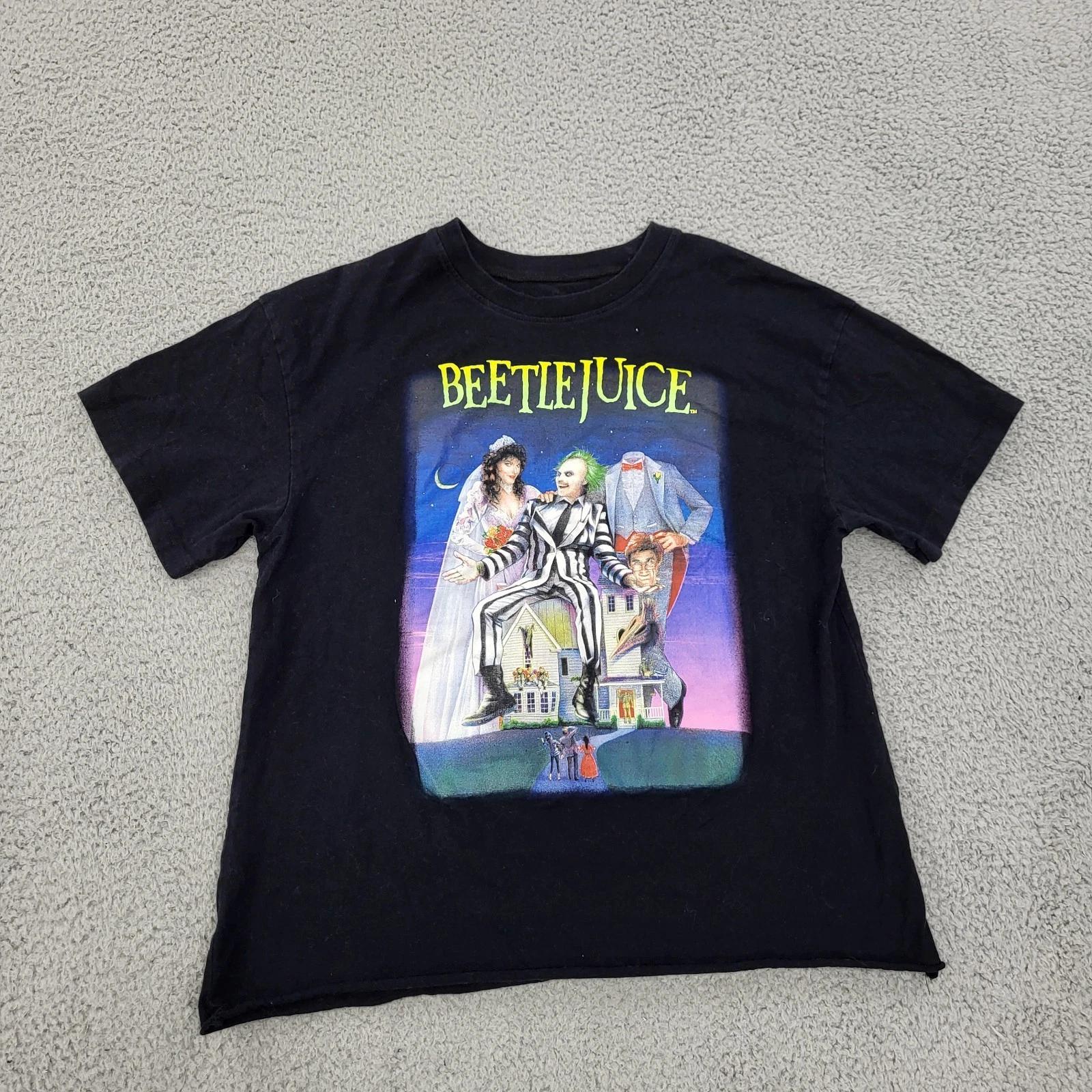 Beetlejuice Shirt Mens Large Black 1988 Movie Graphic Hybrid Apparel 4XL