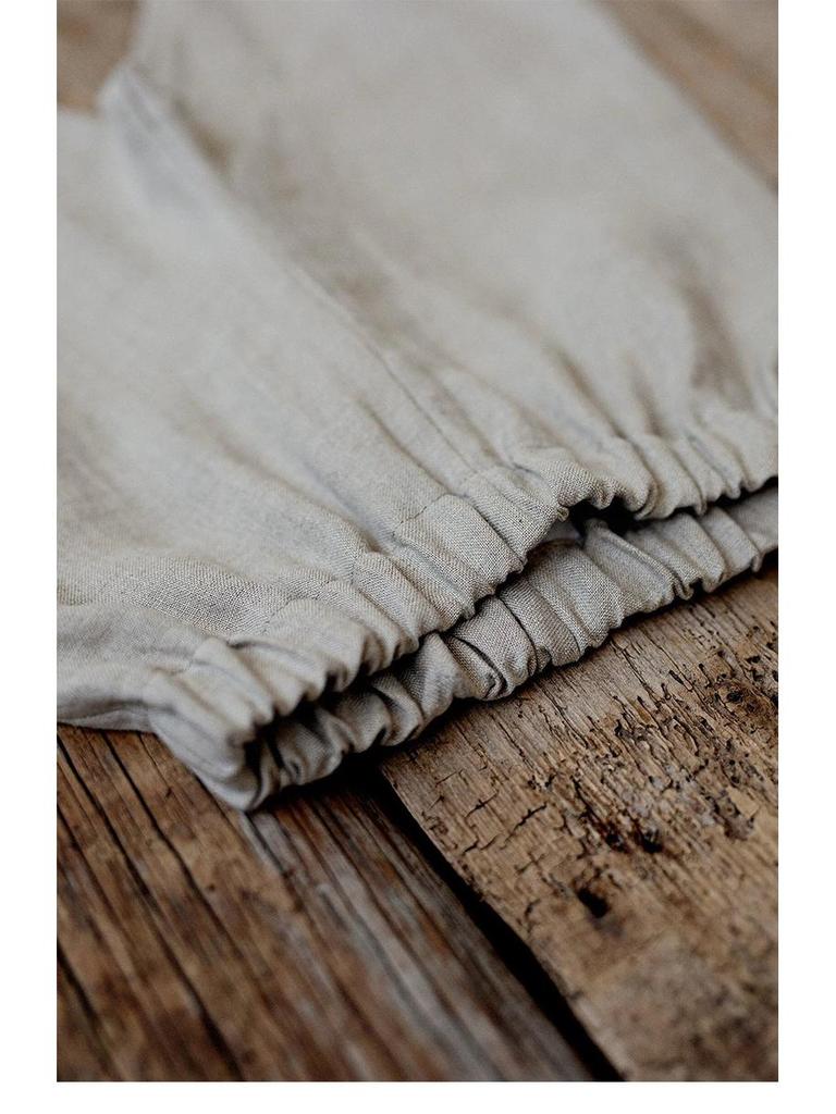 Boys' Cotton-Linen Elastic Waist Pants for Small & Medium Kids – Solid Color, Lightweight, Mosquito-Repellent Trousers