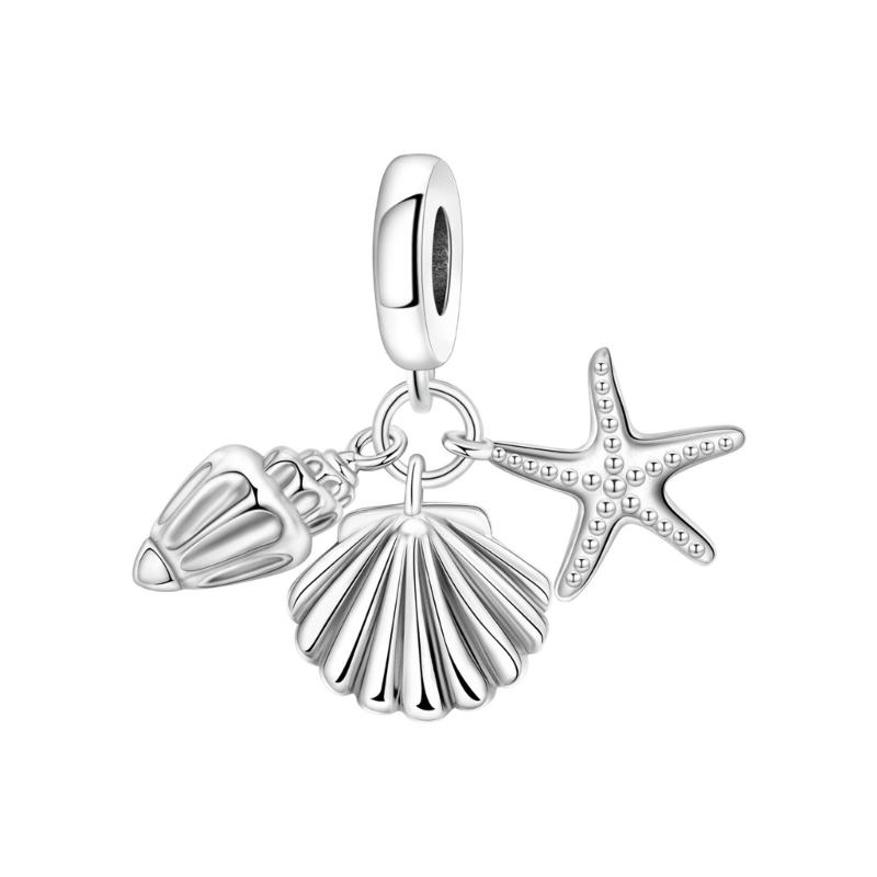 Handcrafted Marine Themed Silver Pendant Sea Animal Charm Jewelry Accessories for Bracelets and Necklaces