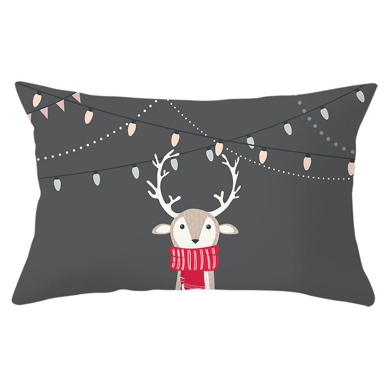 New Christmas Peach Skin Lumbar Pillowcase Cartoon Print Series Sofa Cushion Cover Throw Pillow Cover