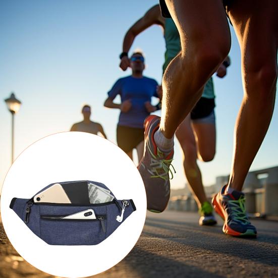 Reflective Waist Bag with Headphone Jack Zipper Closure Pockets Design Multi-purpose Style Belt Bag Running Accessory