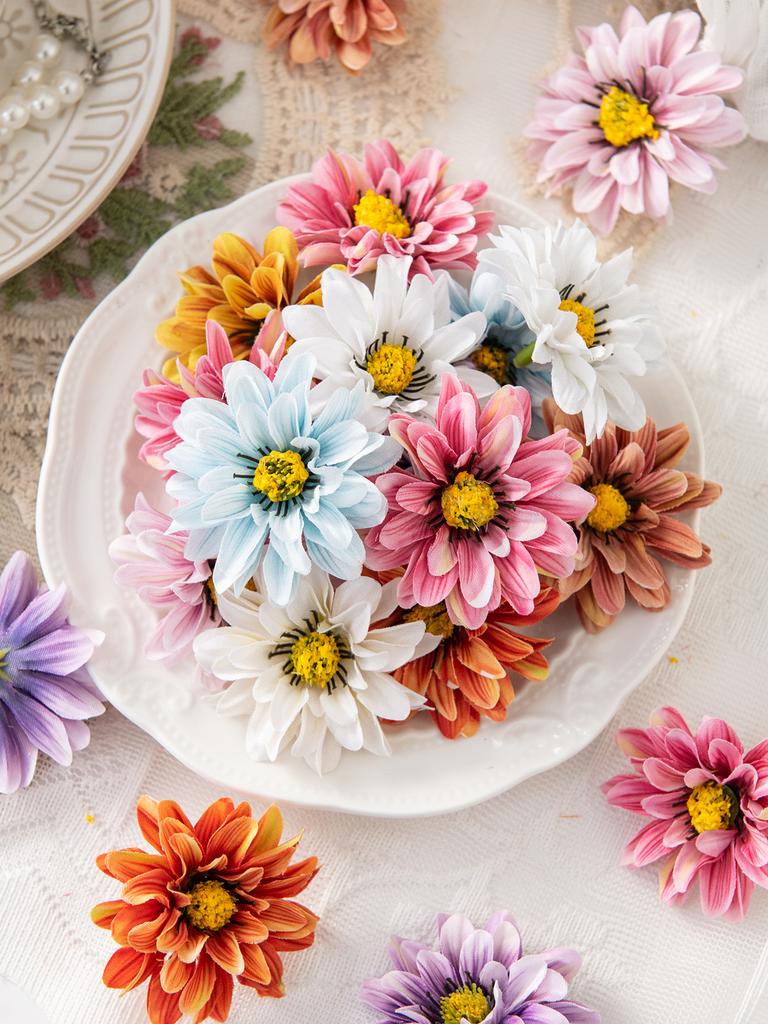 10/20PCS Small Daisy Artificial Flowers Home Room Table Decor Wreaths Wedding Bridal Accessories Clearance Headwear Brooch Gifts