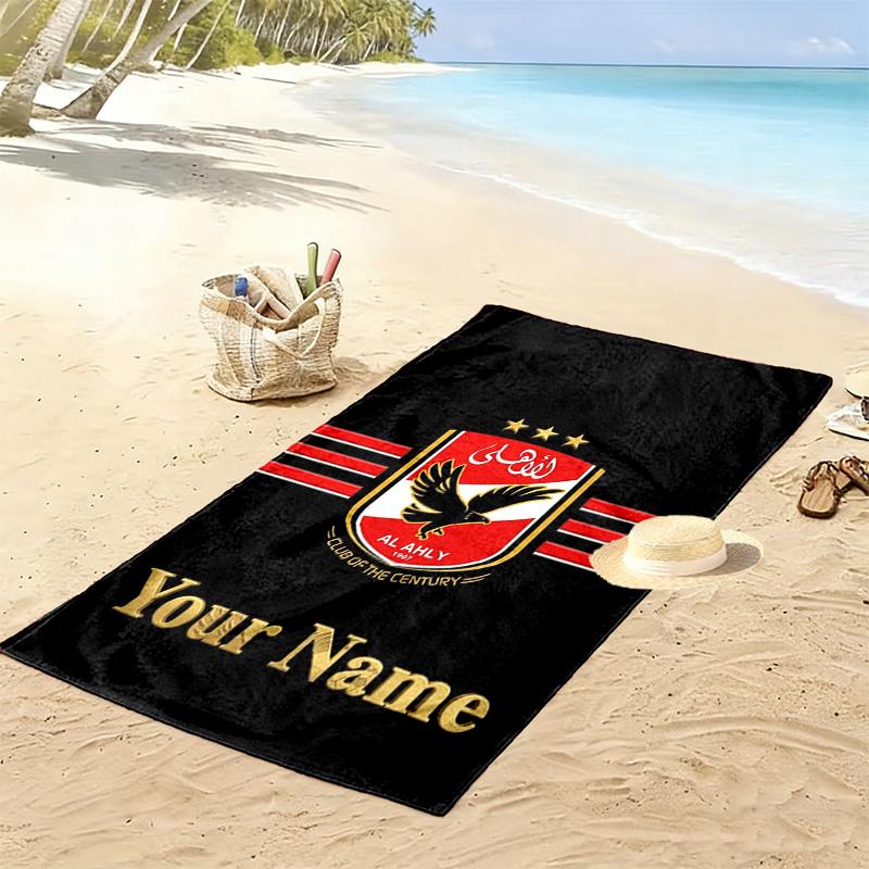 Name Custom Al Ahly Sporting Print Beach Towel, Large Soft Quick Dry Towel for Beach Camping Swimming