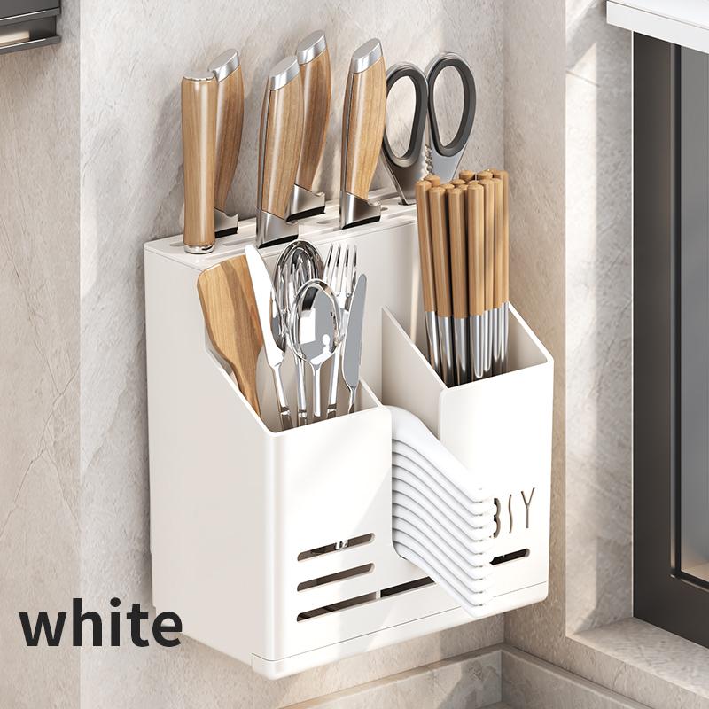 kitchen knife holder, rack, wall hanging cutter, chopstick cage, chopstick tube, stainless steel белый