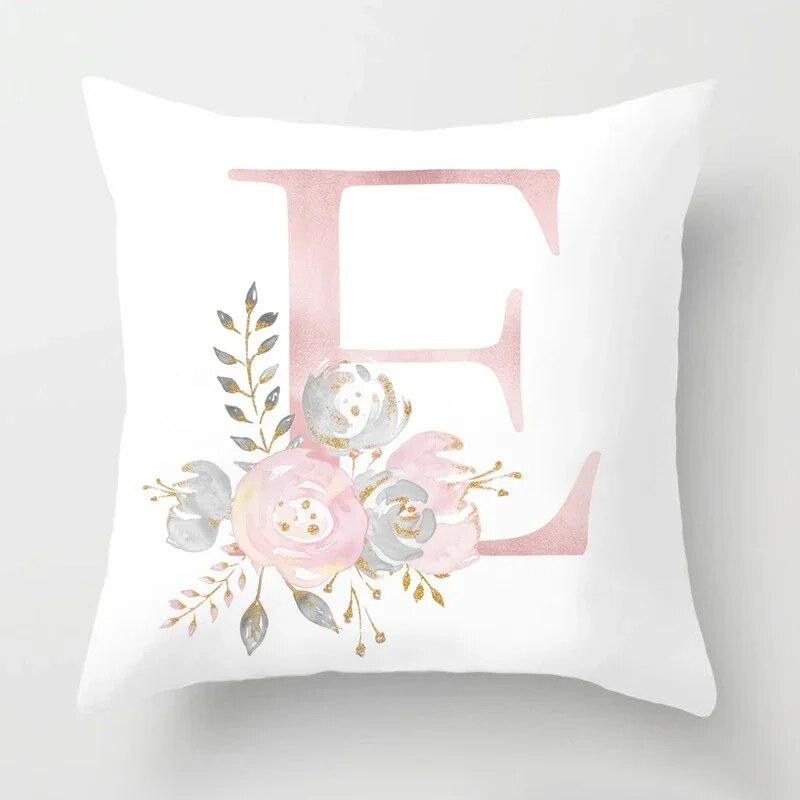45x45cm Pink Rose 26 Letters Pillowcase Wedding Party Decoration Sofa Car Creative Ornament Couple Home Cushion Cover