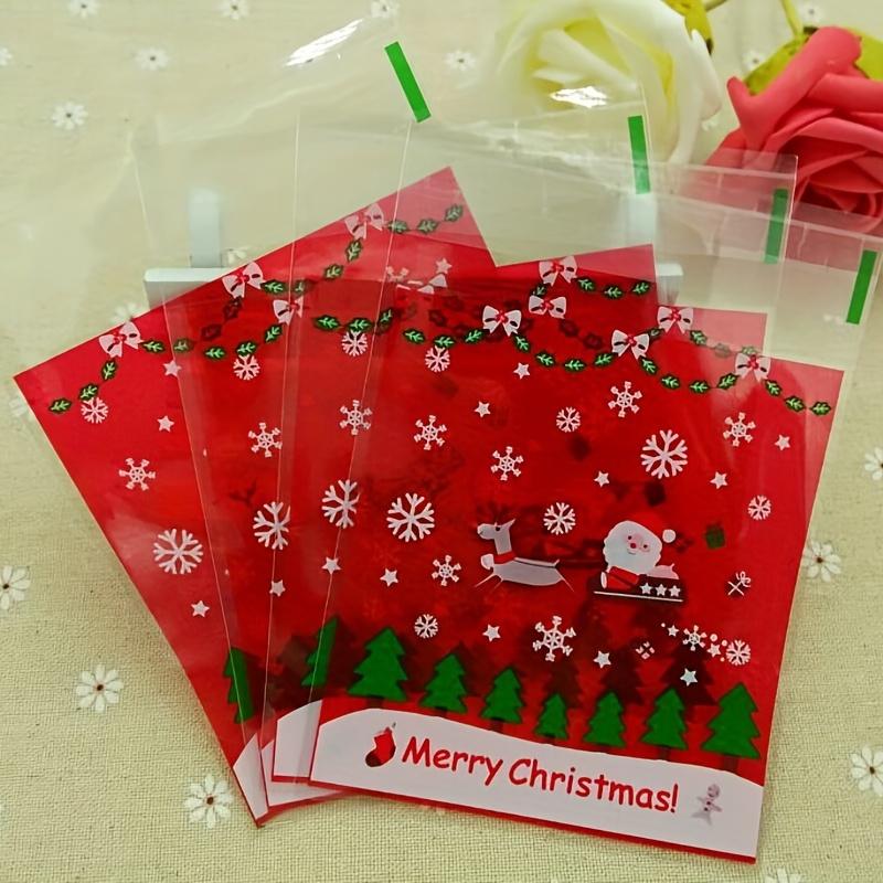 100pcs Santa Claus Red Sled Self-Sealing Plastic Bags – Christmas Cookie Packaging & Daily Life Storage