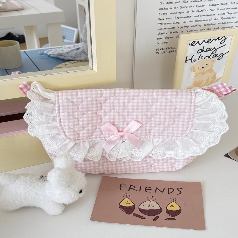 Cute Lace Crossbody Bag Sweet Heart Outdoor Storage Bag Fresh Able Lining Internal Compartment