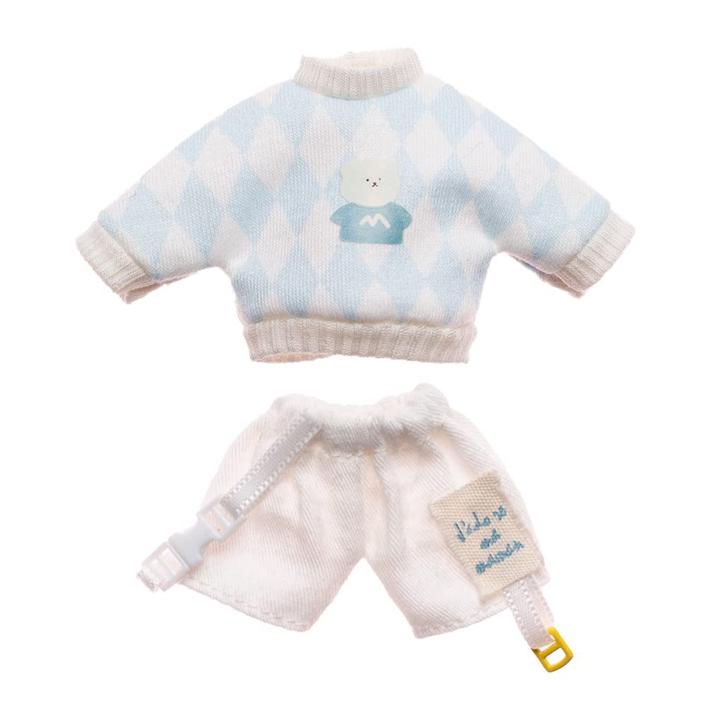 

Obitsu 11 OB11 Size Outfit for Obitsu Doll 11cm Body: Sweatshirt and Shorts, Checkered Outfit Set (2 Pieces, 4 Colors) (Blue)