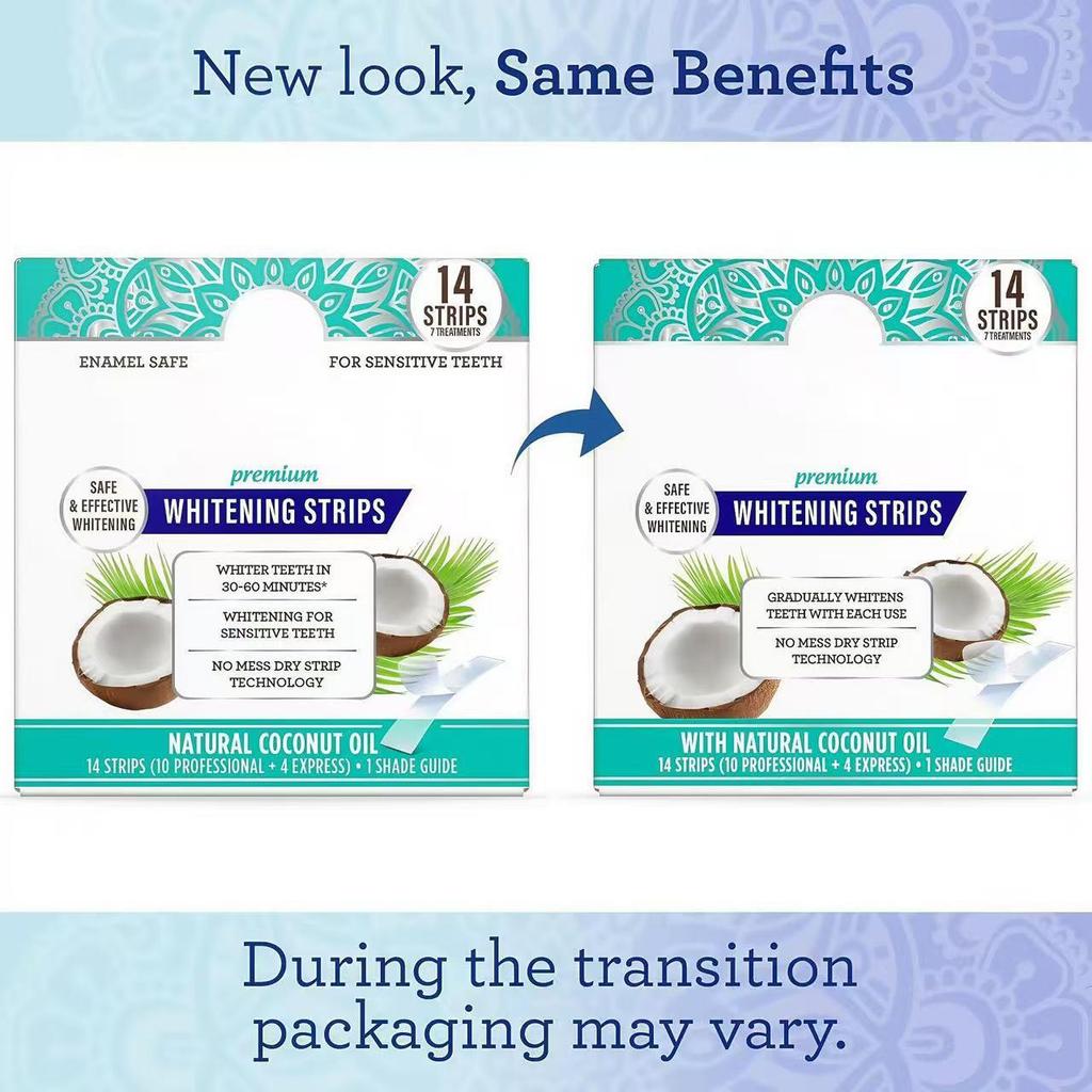 Mint Coconut Oil Teeth Whitening Strips – Remove Yellow Stains for a Bright, Clean Smile