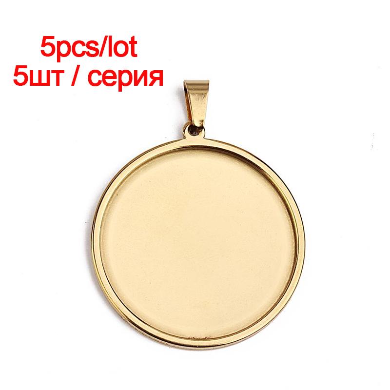20/35/40mm Stainless Steel Pendant Cabochon Cameo Base Tray Bezel Blank Fit Cabochons Jewelry Making Supplies Wholesale