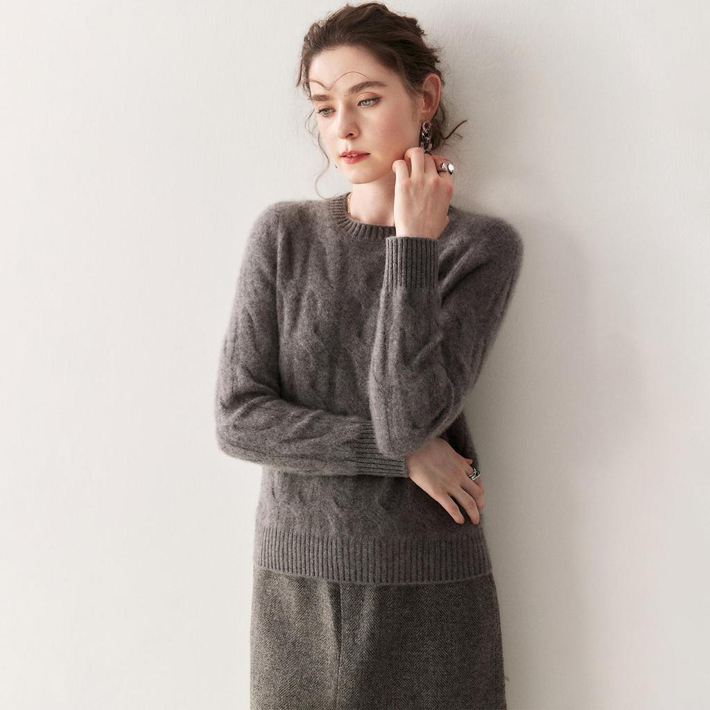 Women's Soft Cashmere Cable Knit Pullover Sweater - Thick, Warm & Skin-Friendly for Autumn/Winter