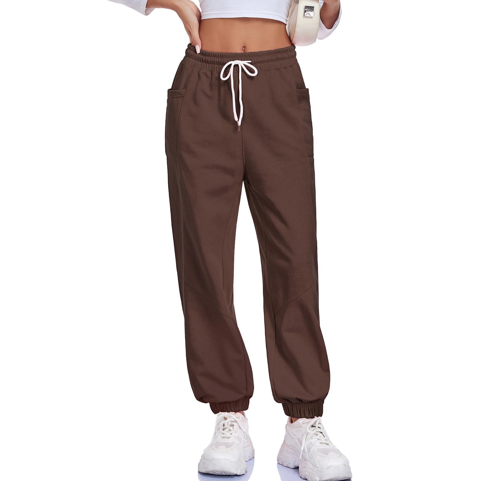 

Женские спортивные штаны с высокой талией, джоггеры, брюки на кулиске, низ XXL кофейный