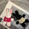 Plyšový Králík s Dlouhýma Ušima Klíčenka Přívěsek Krásná Závěsná Dekorace Přívěsek na Tašku