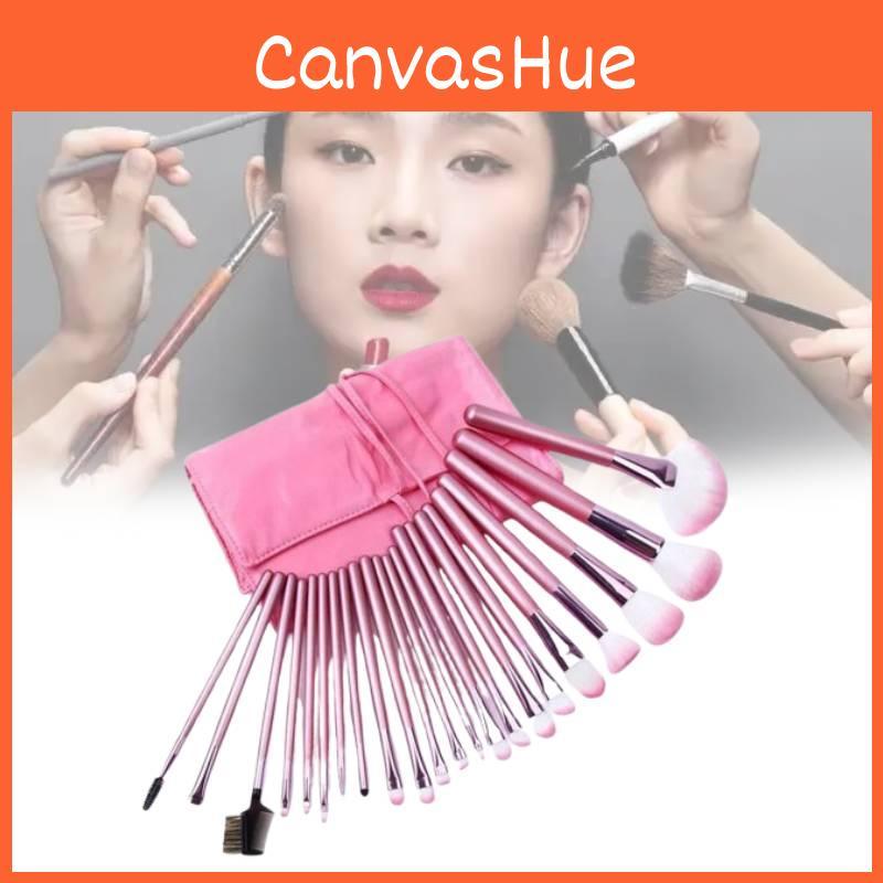 Cosmetic Brush Collection 22 Pack Pink Makeup Bag Contouring Eyebrow Grooming