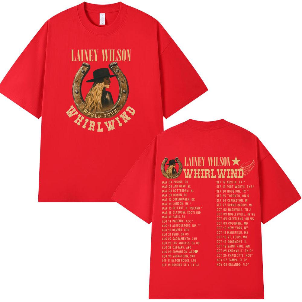 Lainey Wilson Whirlwind World Tour 2025 Graphic Tshirt Men Women Vintage Hip-hop T-shirt Aesthetic Trend Cotton Casual T-shirts