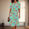 Women's Fashion Graceful Flamingo Print Summer Spring Short Sleeve O-Neck Casual Dresses