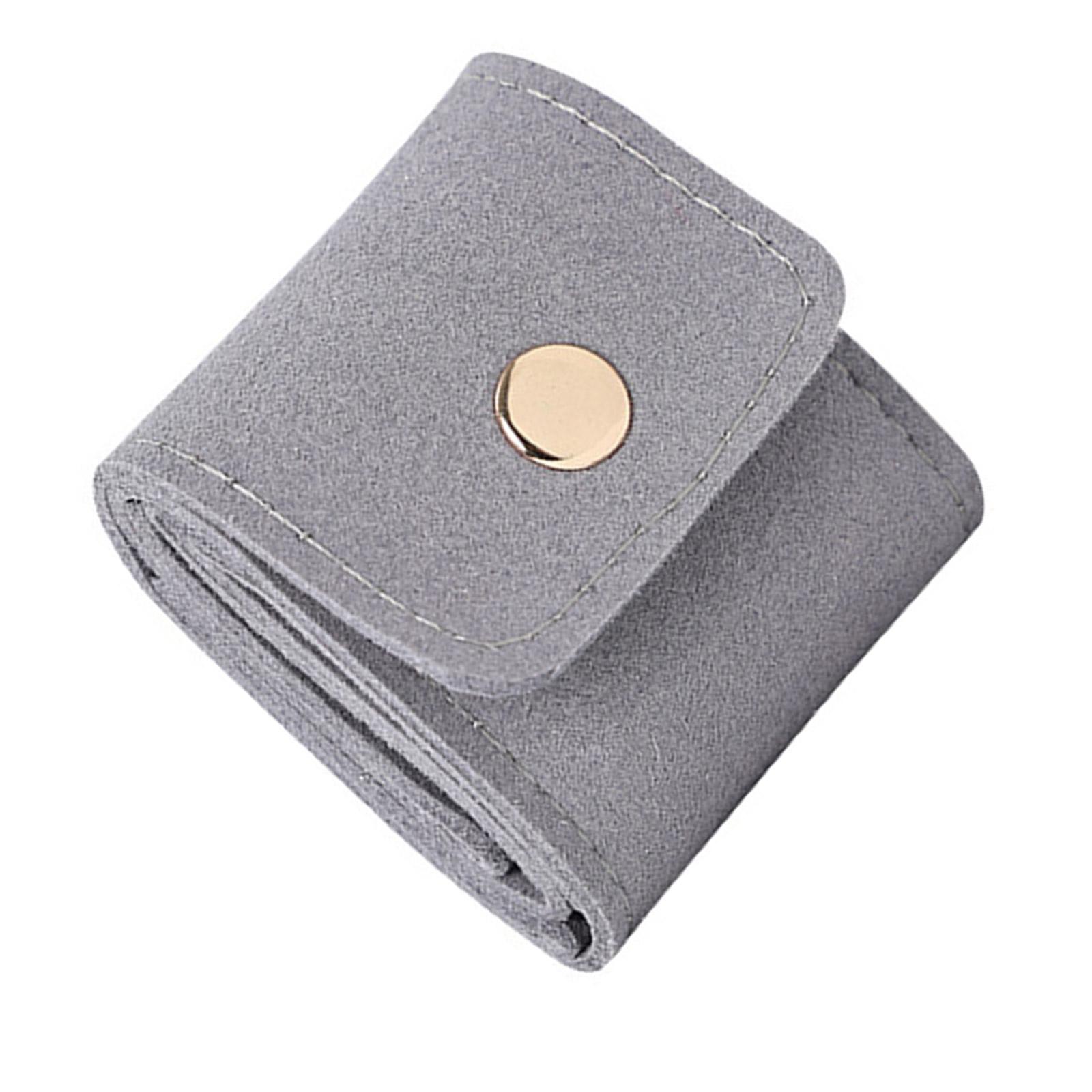 

Складной органайзер для украшений, чехол с 4 отделениями для серег, колец, для хранения в путешествиях, чехол из микрофибры и кожи серый