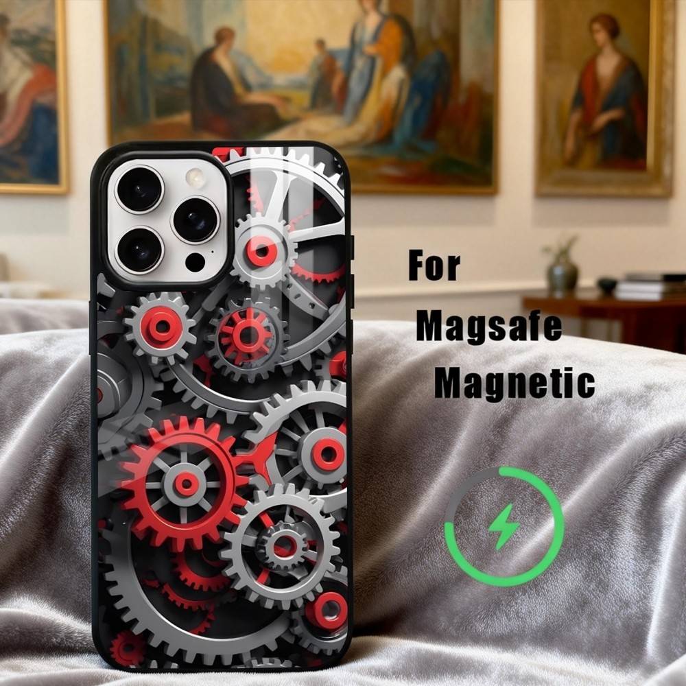M-Mechanical G-Gear-R Phone Case For iPhone17,16,15,14,13,12,11 Plus,For Magnetic Wireless Charge Cover