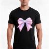 Dolled Up Satin Bow Coquette Glamour Tshirt Summer Casual Cotton Tee Oversized Streetwear Tops Vintage Graphic Print