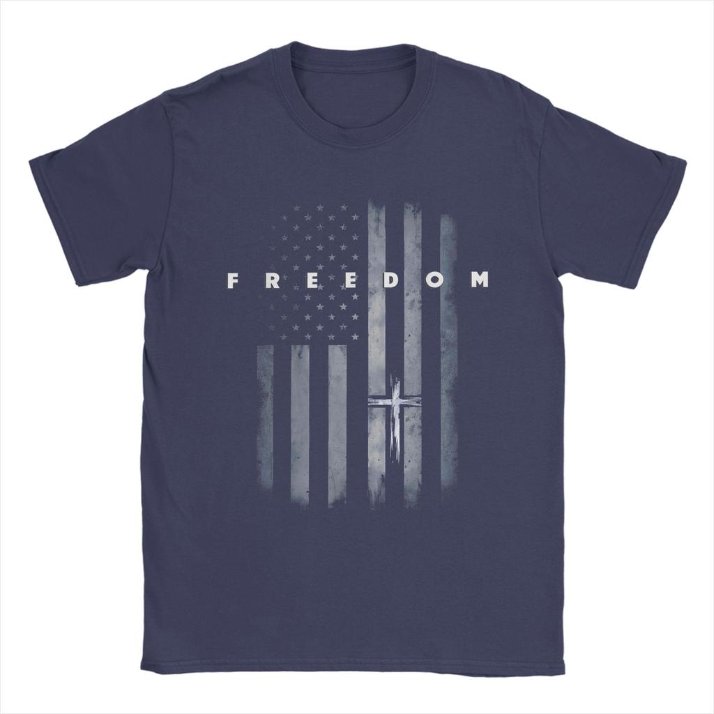 Unisexs TShirts Grunge American Flag and Cross Faith Family Freedom Casual Cotton Tee Shirt Short Sleeve T Shirt Round Neck Tops