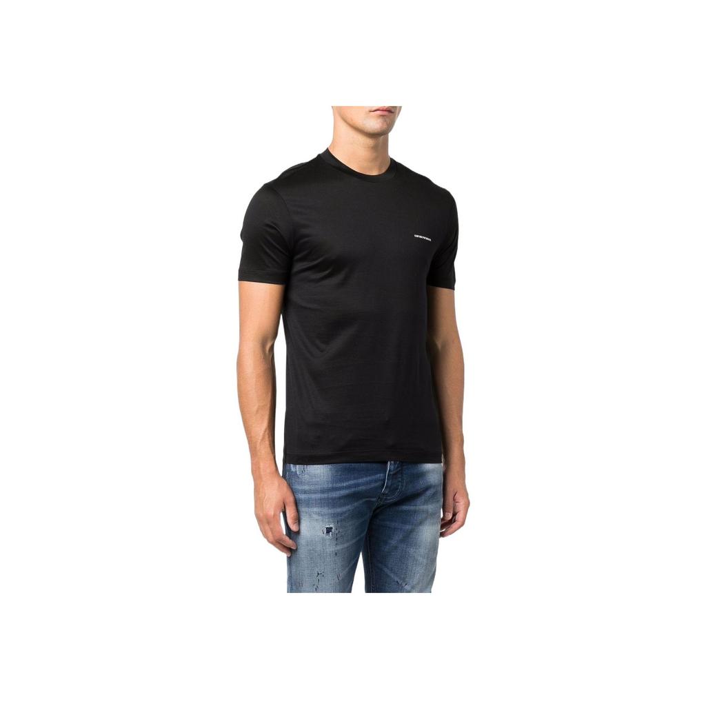 Emporio Armani SS22 Letter Print Pullover Round Neck Short Sleeve T-Shirt Men Tops Black 8N1TD81JUVZ0999
