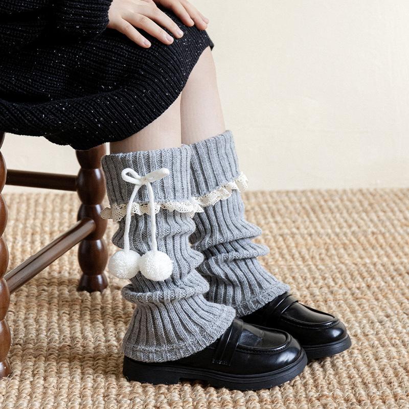 Stiefel Shang Baumwolle Kinder Socken Überzug Niedliche Kugel Schleife Lolita Spitze Stulpen Koreanische Mädchen Beinstulpen