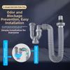 Flexible ABS U Shaped Drainage Pipe with Retractable S Design for Bathroom Sink Featuring Cleaning Port for Barrier