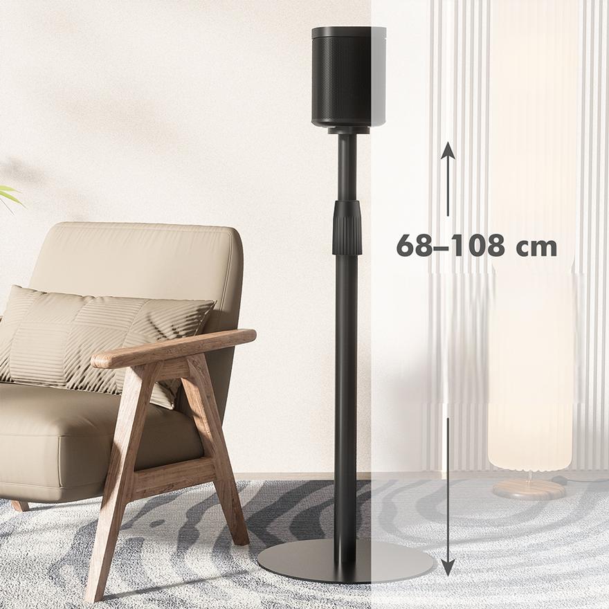 Sonos Era 100 300 Adjustable LogiLink Speaker Stand, Metal, Black