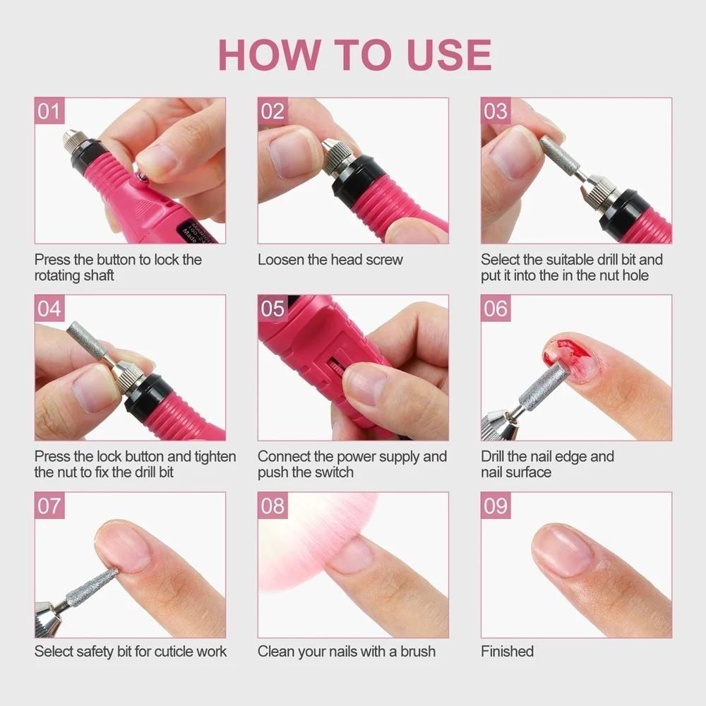 High-Speed Electric Nail Drill Machine Portable Manicure Mill Equipment  Nail Art Tools