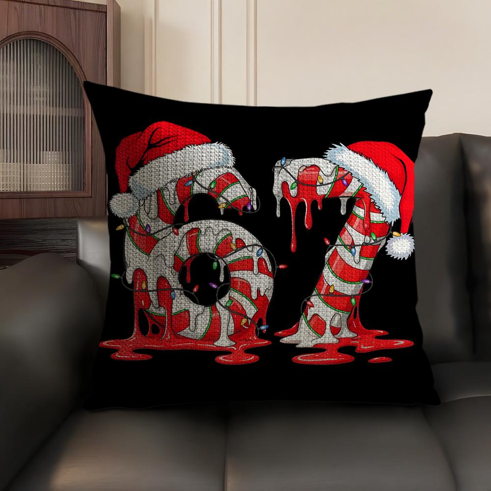 67 Six Seven Cushion Cover Natural Linen Organic Fabric DoubleSided Printing Sofa Home Decor Breathable Environmentally