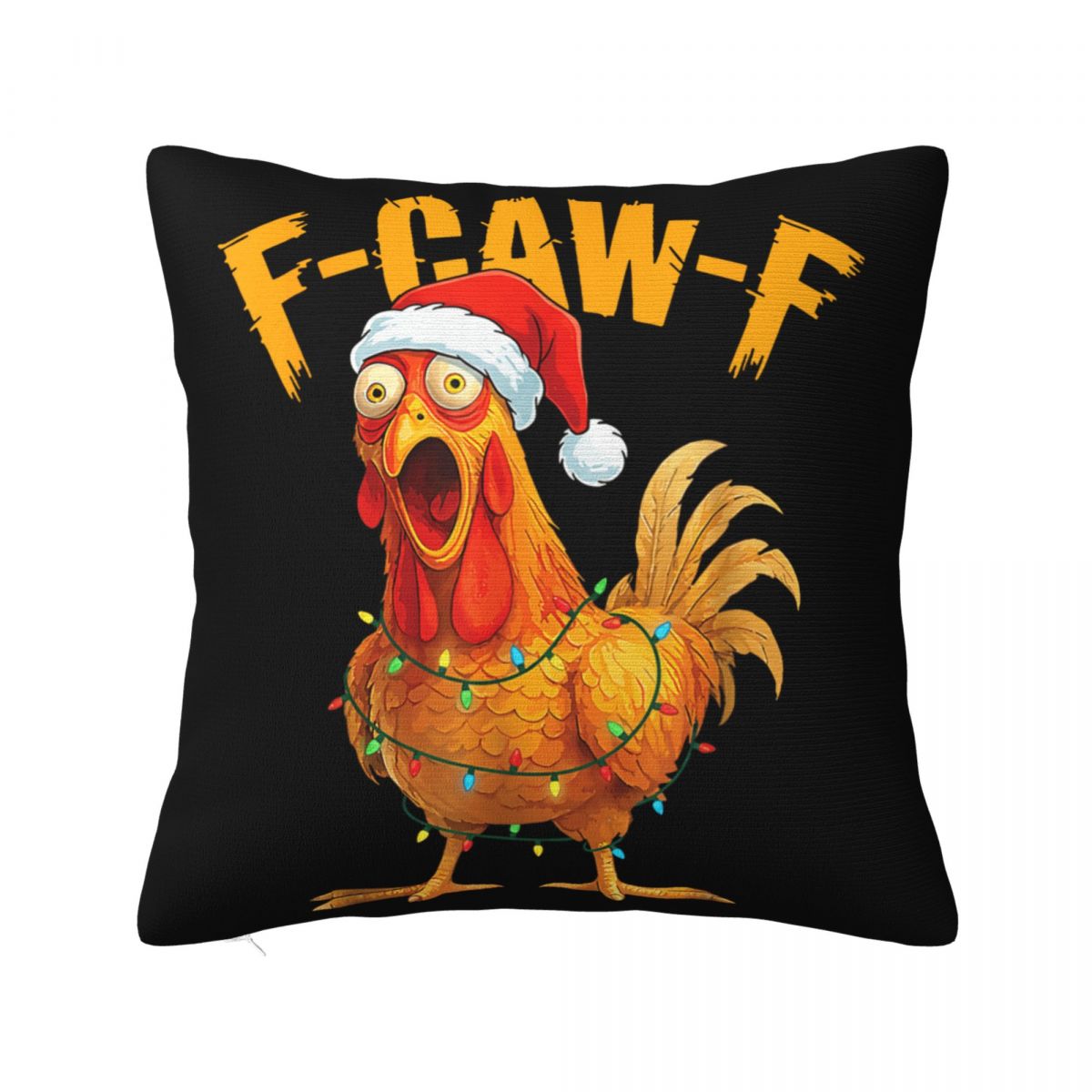 Funny Rooster F-Caw-F Santa Chicken F-Caw-F Christmas Pillow Case Morden Pillow Cover Soft Printed Cushion Cover Pillowcases Peach skin 18*18(CM)-1Pcs