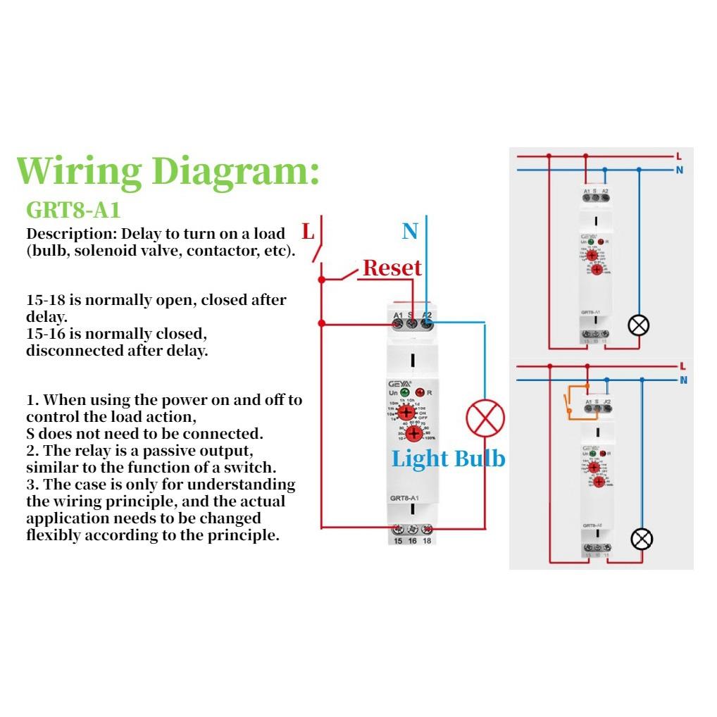 2026+ Delay Timer Switch 12V-240V Mini Power on Delay Time Relay DIN Rail Type GRT8-A1