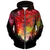 Colorful Sky Zip Up Hoodie Unique Design Street Hooded Coat Harajuku Retro Spring