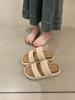European Goods Ins Super Fire Wool Wool Shoes Thick-soled Muffins, Small People, Foreign Style, One-word Sandals, Slippers Outside Women's Shoes