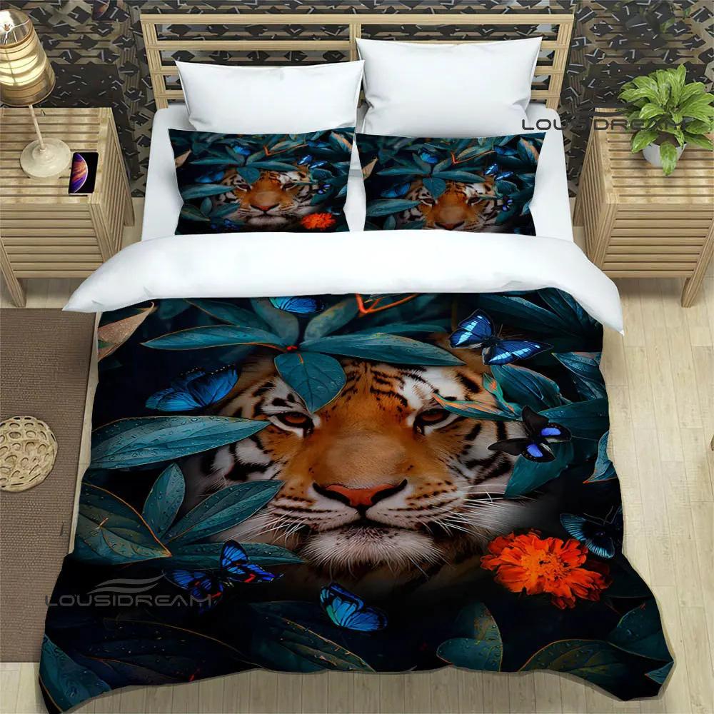 3D Tiger Digital Printing Bedding Set Duvet Cover Pillowcase Deluxe Set Fashion Design Three-Piece Set