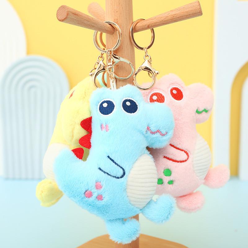 Adorable Cartoon Dinosaur Plush Keychain Soft Snow Mink Stuffed Pp Cotton Toy
