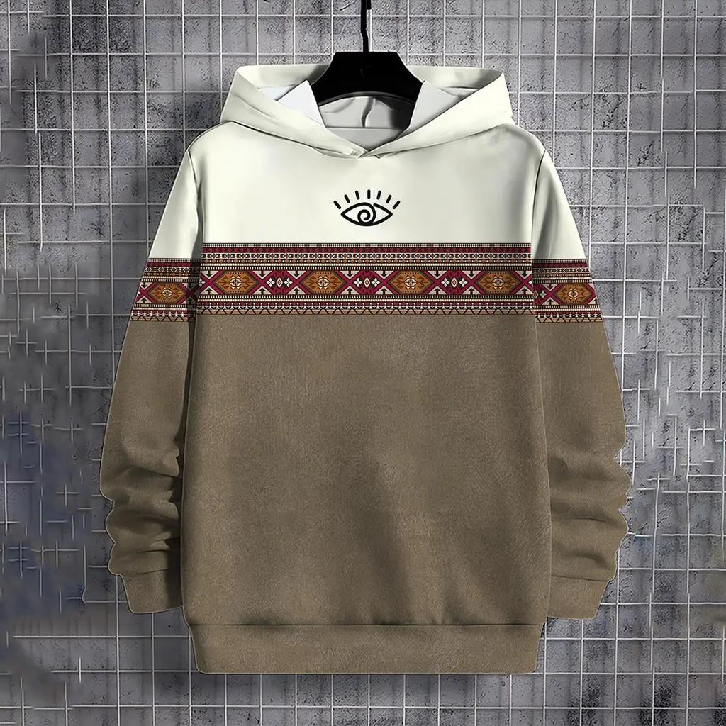 Autumn Men's Hoodie Casual Long Sleeve Pullover Harajuku Print Top Fashion Streetwear Oversized Vintage Men's Hooded Sweatshirt