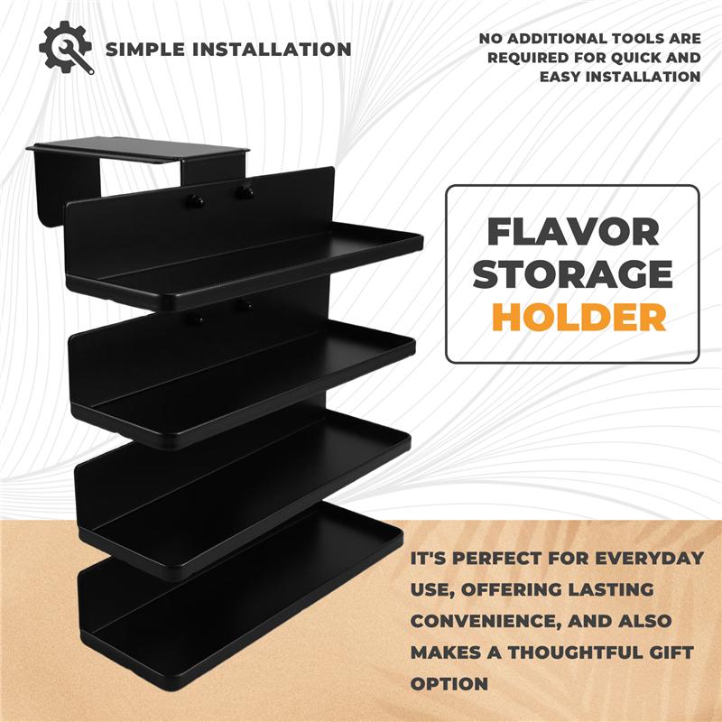 A25F-Side-Mounted 4-Tier Flavore Water Drops Organiser,Space-Saving Design For Ninja Thirsti Flavor Storage Holder